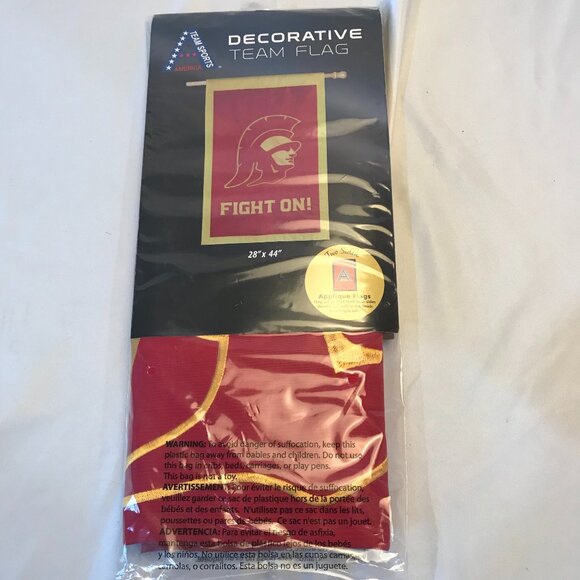 USC Trojans Fight On Two Sided Flag Vertical Mount W28" X H44" Embroidered Logo - Picture 3 of 10